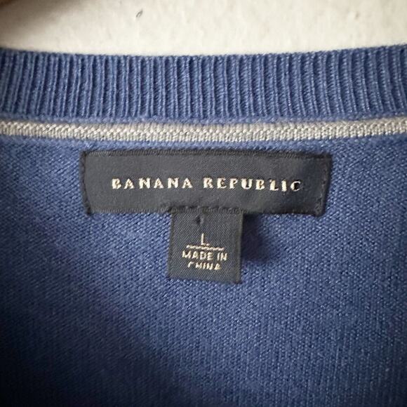 Banana Republic Silk/Cashmere Blend Blue V-Neck Sweater Women’s Size Large - Picture 3 of 8